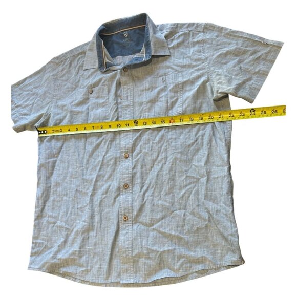 Kuhl Plaid Short Sleeve Button Up Shirt Mens Large Light Blue |O1 - Picture 5 of 5